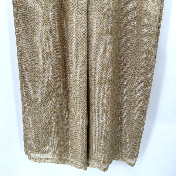 Vintage Carlisle 100% Silk Wide Leg Pants Womens‎ 10 Beige Snakeskin Old Money - Picture 6 of 11